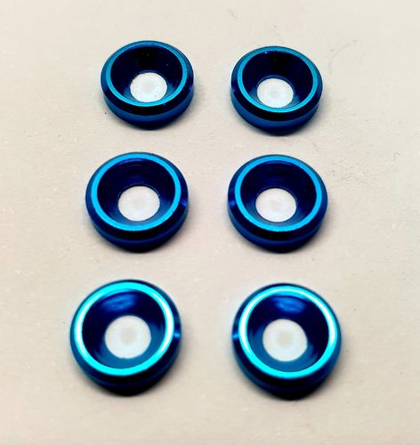 Alu Beilagscheiben für Senkschrauben 3mm in Blau (6 Stück)